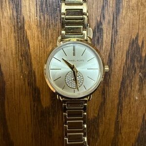 Michael Kors Gold-Tone Watch with Crystal Dial